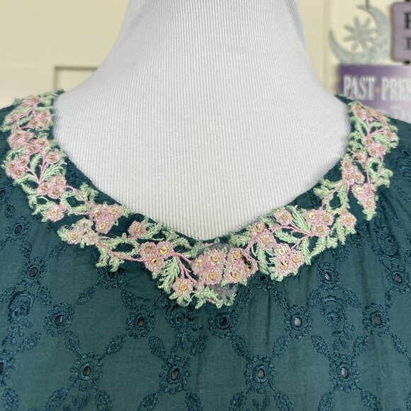 Ansab Jahangir OCEAN DEPTH Kalidaar Embroidered Prairie Boho Schiffli Cotton - Picture 6 of 8